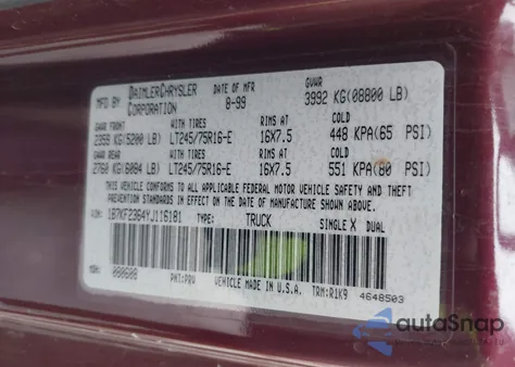 2000 Dodge Ram 2500 St from USA, damaged, VIN 1B7KF2364YJ116181